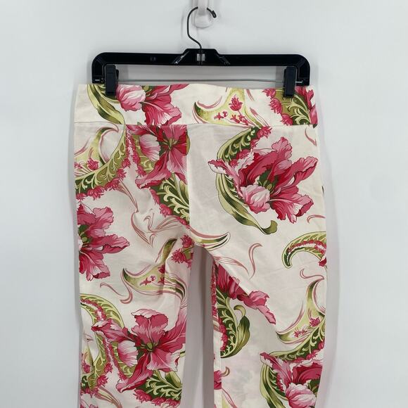 Floral capri pants pink green Twenty One size medium Vintage Made in USA - Picture 3 of 11